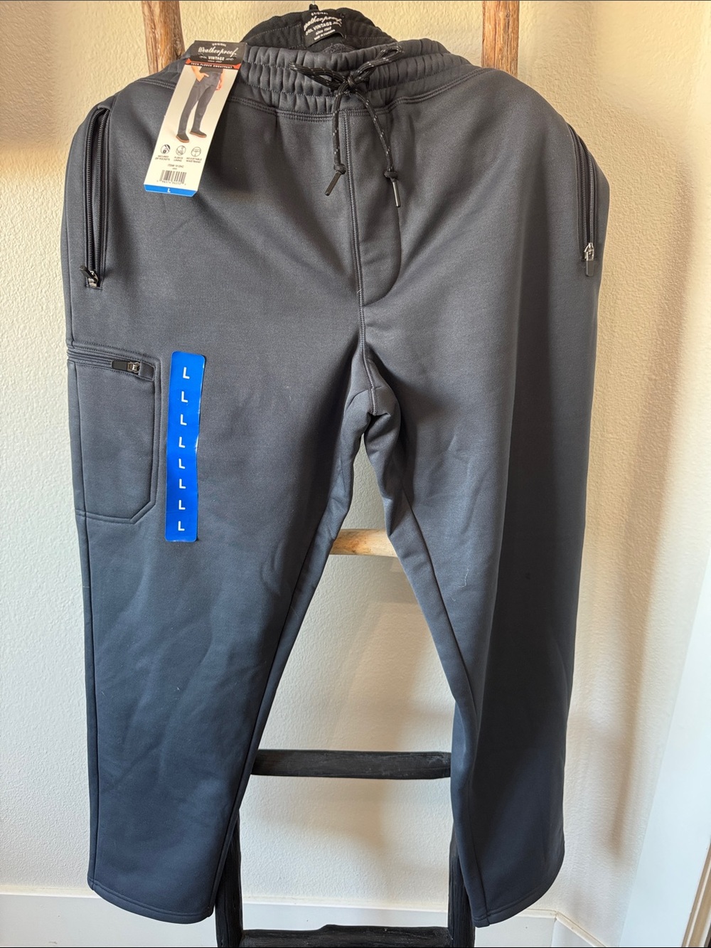 Weatherproof Men's Black Jogger Sweatpants with Zipper Pockets
